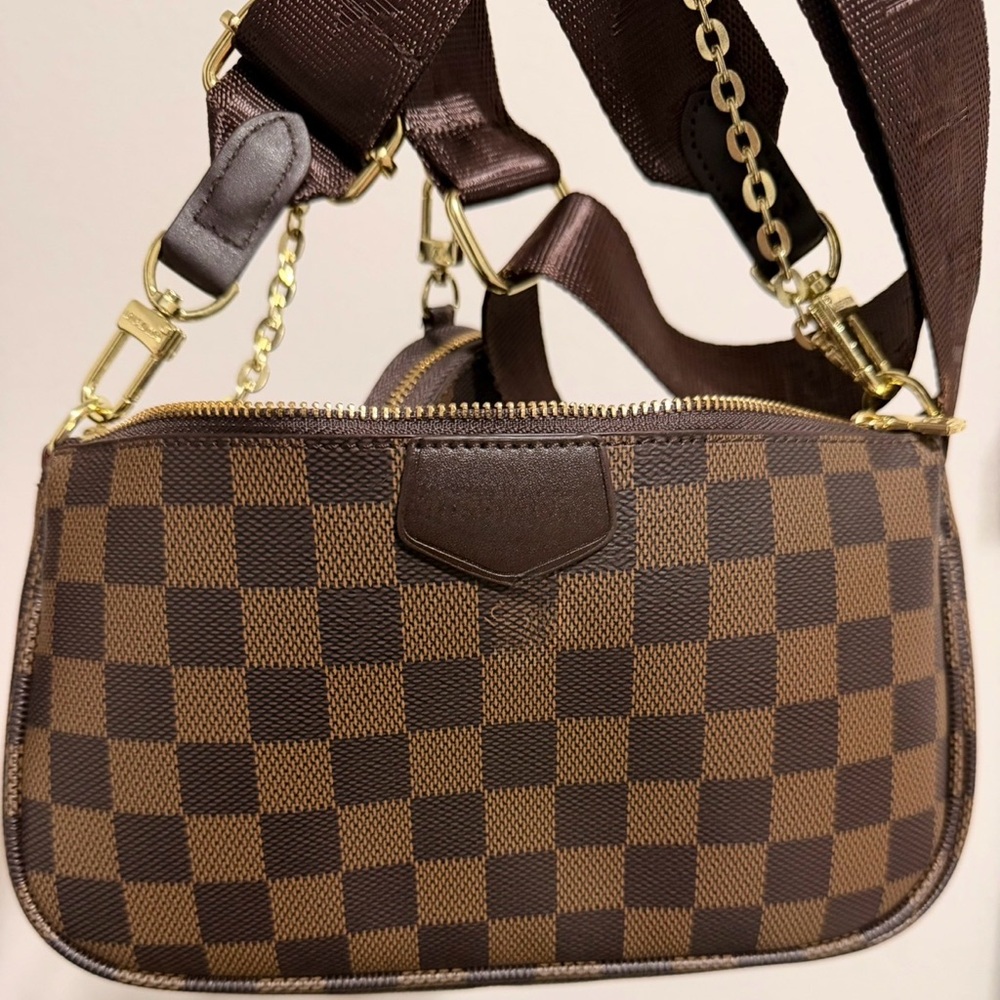 LV Kaki Monogram Canvas Multi-Accessories Pochette Bag - Picture 4 of 7